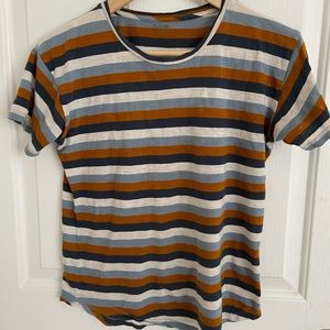 Madewell brown white blue striped tee top